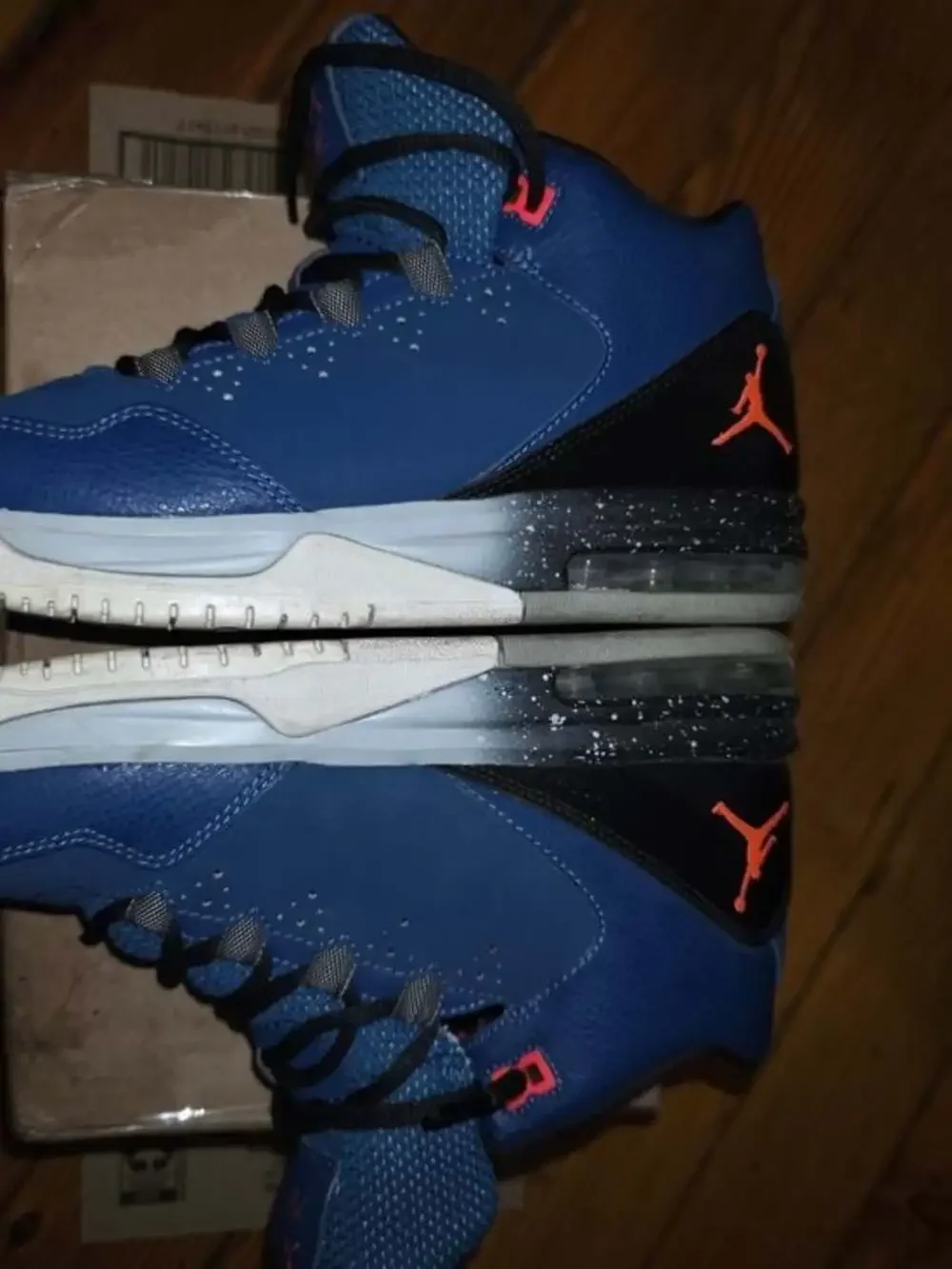 Jordan Men’s Royal Blue and Black Basketball Sneakers with Red Jumpman
